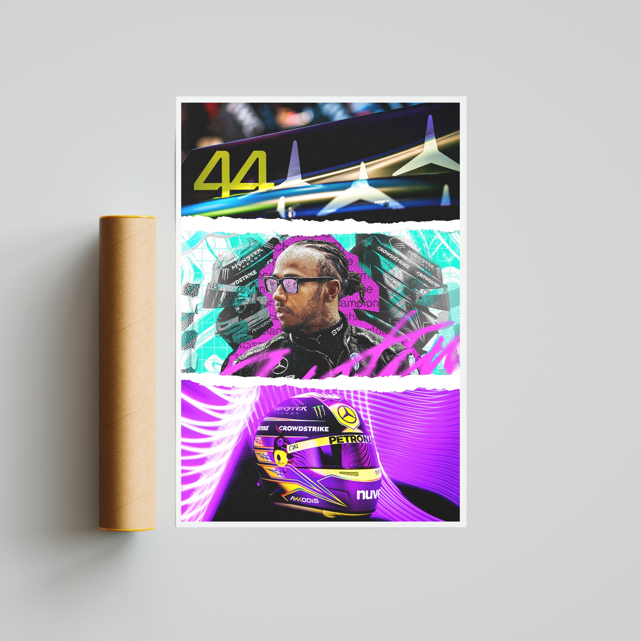 Lewis Hamilton x Mercedes AMG F1 Poster – Iconic Racing Wall Art [Size: 12" x 18"]