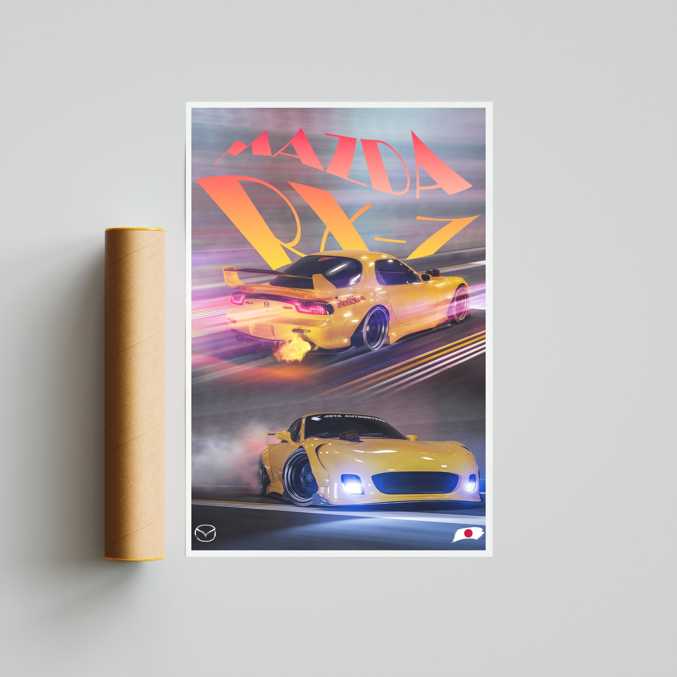 Mazda RX-7 – Rotary Rebellion [Size: 12" x 18"]